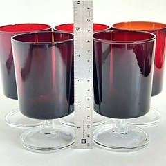 Ruby Red Luminarc With Clear Stem Set Of 5 Wine Juice Glass 4.5” Tall