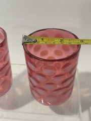 VTG Set Of 2 FENTON CRANBERRY GLASS COIN OPTIC DOT TUMBLER 1930’S