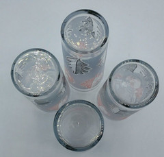 Vintage Libbey Frosted Pink Black Leaf Tom Collins Tumblers Glasses Set 4 Bar