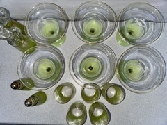 Large Blendo Lime Green Barware Set With Gold Rim 15 pieces Tumblers Cruets etc