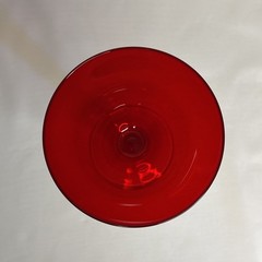 Set of Four Hand Blown Ruby Red & Clear Crystal Stemmed Wine Glasses Goblets