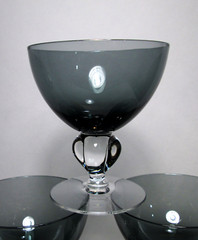 6 Swedish Crystal Gulli Champagne Sherbets Smoke Gray Seneca Ingrid 4 Lobe Stem