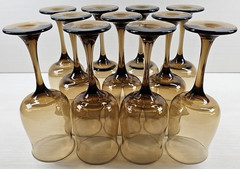 11 Libbey Connoisseur Tawny Water Goblets Set Vintage Elegant Stemware Retro Lot