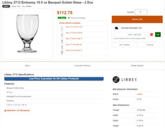 8 boxes of 3712 Libbey Goblet Glasses (10.5 oz)