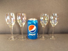 Nice Set of 4 Iridescent Crystal Wine Goblets 6 1/8″ t x 1 5/8″ w