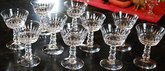 Vtg Set 10 BRYCE WAKEFIELD Champagne/Sherbet Glasses CUT CRYSTAL BALL STEM 4.75″