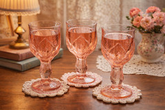 Franciscan Cabaret Pink Wine Glasses 5-1/2” Set of 3 Blush Rosé Stemware