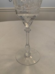 Vintage Crystal Wine Glasses Etched Seneca? Tiffin? Elegant 7 1/2” Tall Set Of 4