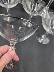 Vintage Champagne Coupe Glasses Platinum/silver rim Set of 8 Gatsby MCM
