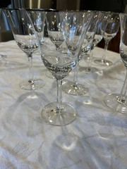 Set Of 7 Lenox Maywood Platinum Trim Water Goblets 7.5 Inches Tall 3 3/4 Dia