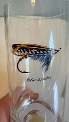 Vintage Fly Fishing Highball Glasses Set Of 8 With Multicolor Fly Designs