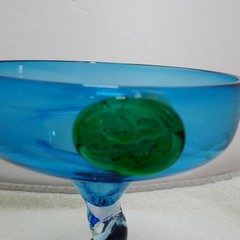 Hand Blown Glass Rustic Ball/Claw Large Twist Stem Martini Goblet-Applied Prunt