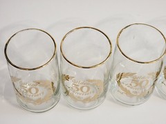 Vintage West Virginia Glass 50th Golden Anniversary Pitcher & 5 Tumbler Set EUC