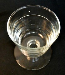 Vintage Retro 4″ Pedestal Cup Glass Minimalist Etched Design