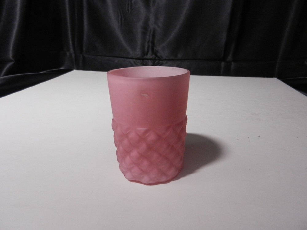 Consolidated Glass Cone Flat Tumbler Cased Pink Satin EAPG 3 5/8″ T ca 1894-1904