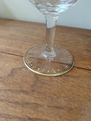 Lobmyer Quatrefoil Lobed Enamel Glass Wine Goblet Floral & Gold