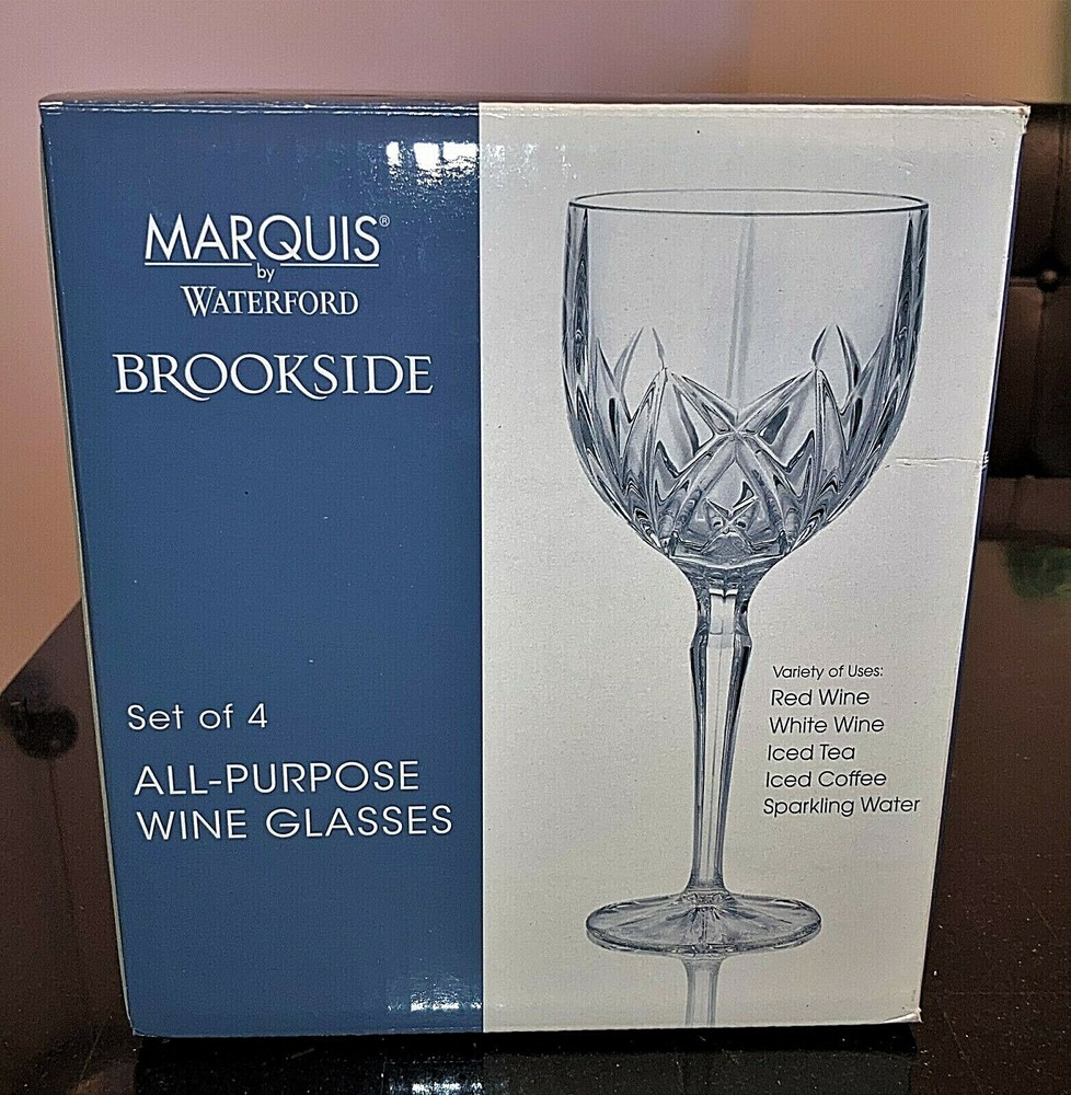 SET OF 4 WATERFORD MARQUIS «BROOKSIDE» 12 OUNCE ALL PURPOSE WINE GLASSES -NIB-