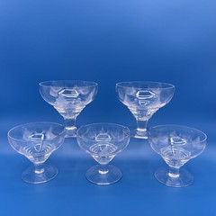 Stuart Crystal Woodchester Cut Vintage Etched leaf Footed Sweet Dishes Set of 5