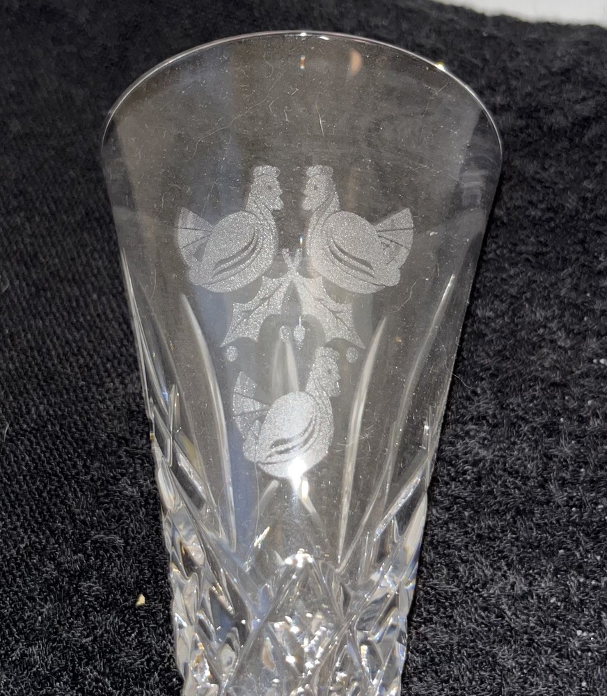 Waterford Crystal 12 Days Christmas Flute 3 French Hens Araglin Pattern