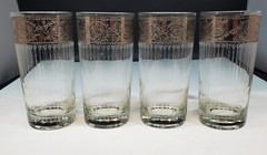 Set of 4 Vintage Mid Century Culver Sorrento Highball Glass Silver 5 1/2″ 12oz.