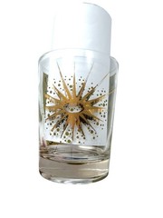 Fred Press MCM Atomic Eclipse Pattern Lowball Glassware Gold & Olive Green
