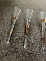 Lot Of 6x Colorful Mosiac Luminescence Flute Champagne Glasses Rare HTF