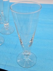 (8)-MCM Tall Footed Champagne Pilsner Crystal Clear Glass-Square Stem **51-7