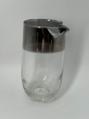 Vintage Silver Band 20 oz 6 1/4″ Glass No Handle Martini Pitcher