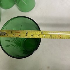 Anchor Hocking Green Tumblers Geese / Cattails Lot Of 7 Pre-Owned