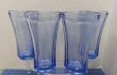 4 Indiana Glass 15 oz Recollection Madrid Blue Glass Tumbler Glasse New Box vtg