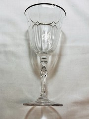 Mikasa Allegro Gold Rim Optic Water/Wine Goblets Glasses 7 7/8″ Nice!