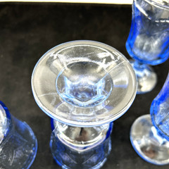 Vintage Indiana Glass Recollection Madrid Blue Stemmed Water Goblet Cup