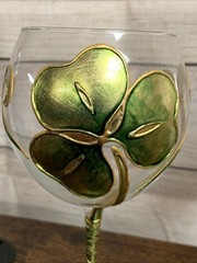 Set of 4 Art Glass Hand Gilded Painted in Italy Amedeo Wine & Flower 🌺 🍷