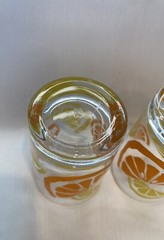 Set Of Two Anchor Hocking Orange Juice Glasses 3 1/ In. By 2 1/2 In. Vintage