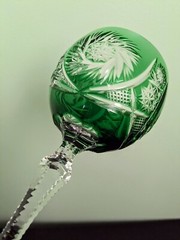 Rare AJKA Crystal «ALBRACCA» Lead Crystal Emerald Green Wine Glass, 7.5″, 6oz
