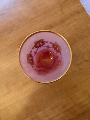 Set of 9 Pink and Gold Glass Decorative Goblet
