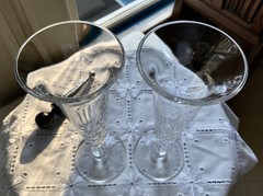 DAVID LINLEY CRYSTAL CHAMPAGNE FLUTE GLASSES & CHAMPAGNE STOPPER IN BOX ENGLAND