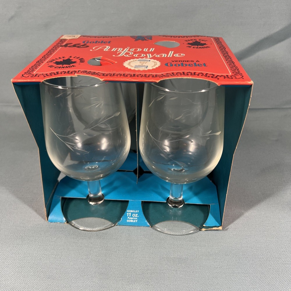 Goblet Anjou Royale Hand Cut Canada 11 Oz. Stemware From France Set of 4 B4