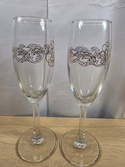 «50» Champagne Flutes Set of 2 Gold Filigree Toast Anniversary Birthday