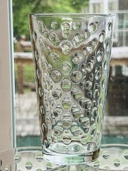 Set Of 10 Clear VTG Libbey AWA Polka Dot Pattern Optic 5 7/8″ Glass Tumblers