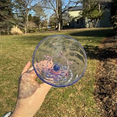 Salviati Murano Swan Stemmed Wine Glass Pink Aventurine Blue Glass Barware VTG