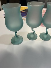 Set of 6 Vintage Libbey Z Stem Glasses Frosted Satin Pastel Wine Drinkware Party