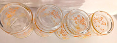 Vintage Orange Floral Juice Glasses Set of 4 Retro 1970s Drinking Glasses 4″