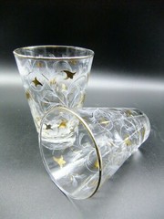 Mid Century Libbey Hi-Ball Tumblers Modern Floral Print Vintage Set of 6