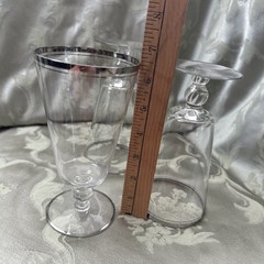 Vintage MCM Glastonbury Lotus Brookmere Platinum Trim Iced Tea Glasses Set Of 3