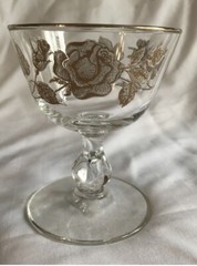 VINTAGE LIBBEY HALLMARK CRYSTAL ROSE BOUQUET GOLD RIMMED WINE GLASSES SET OF 5