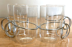 4 Iittala Latte Coffee Mix Hot Cold Drink Glasses Looped Handle Torun Bülow-Hube
