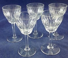 Val St Lambert Zermatt Cut 6/1943 Group of 5 Cordial Glasses