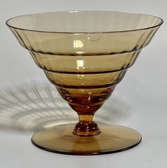 4 Amber Utility Glass Works Mandalay Dine Paneled Optic Sherbets MINT