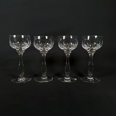 Lot of 4 Stuart Carlingford England Cut Crystal Glass Hock Glasses 7″